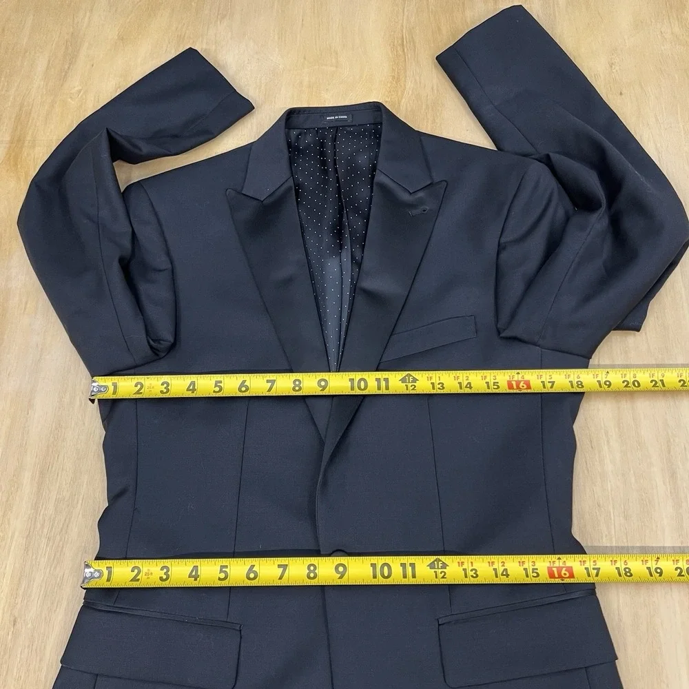 Joseph Abboud Custom Tuxedo Blazer Jacket Men 36R Slim Fit Wool Black Peak Lapel